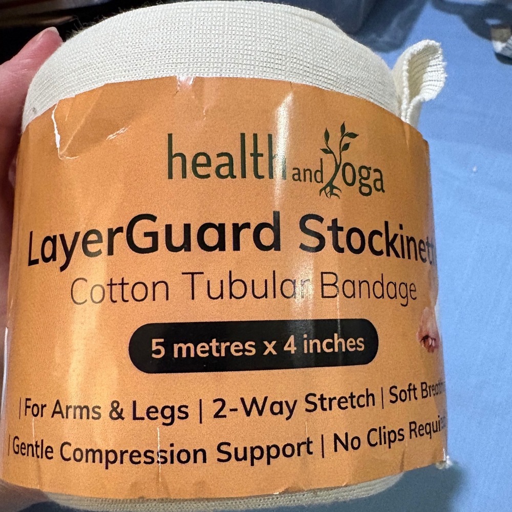 HealthAndYoga LayerGuard Cotton Stockinette Tubular Bandage 5m x‎ 4in Off-White